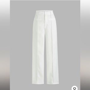 Cider - white Solid Stitch Straight Leg Trousers